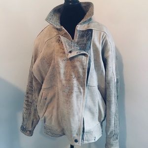 Vintage Distressed Leather bomber jacket